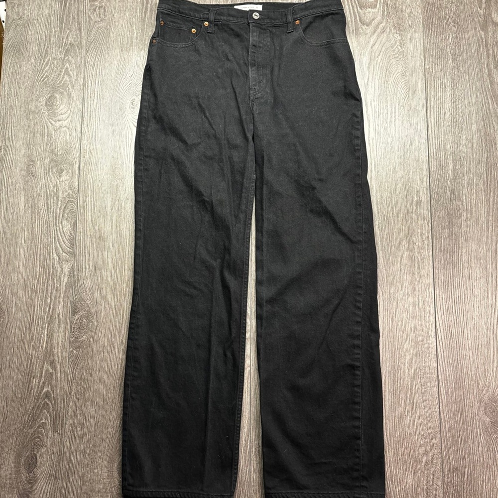 Abercrombie & Fitch The 90s Relaxed Jean High Rise Black Denim 31 Long